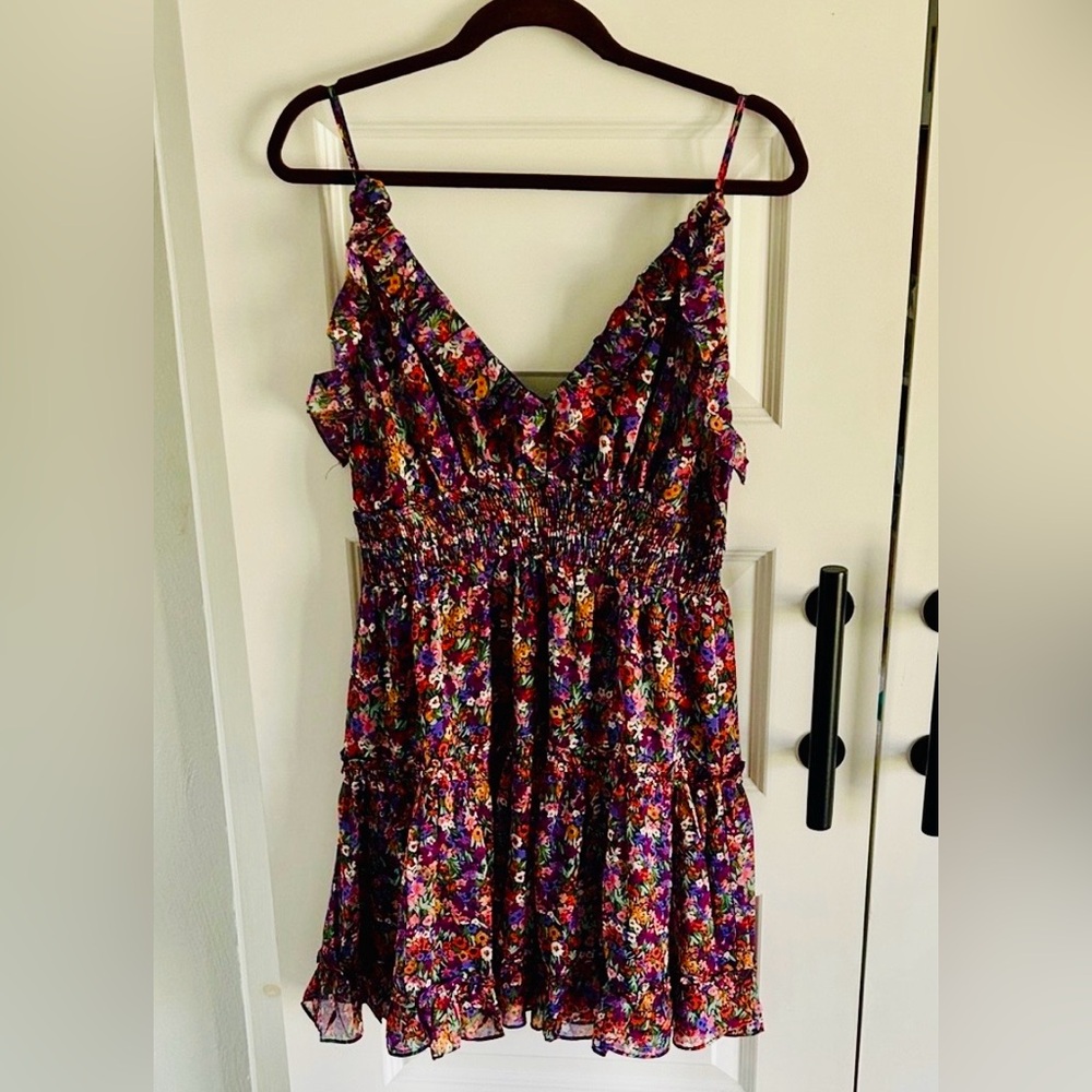 Anthropologie Dress Forum floral print BOHO mini dress size large